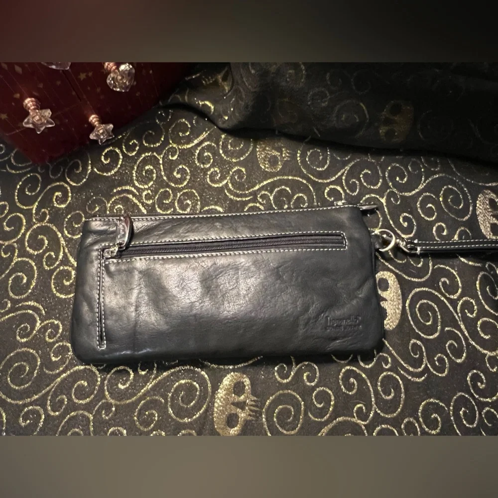 Tignanello Black Leather Clutch Wristlet